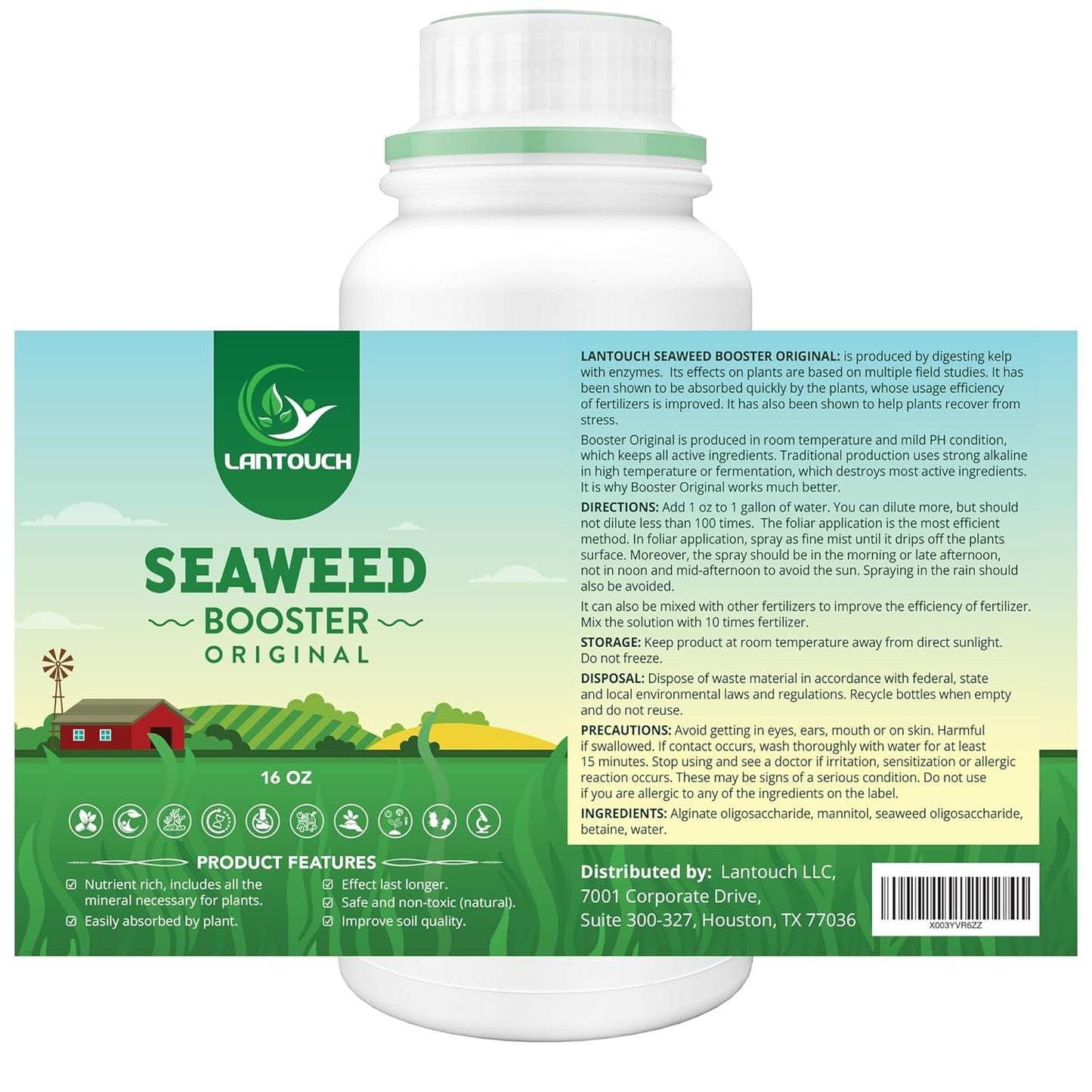 Organic Original Seaweed Booster, Plant Nutrient Concentrate, Kelp Lawn and Plant Liquid Fertilizer for All Indoor & Outdoor Plants, Non-Toxic and Safe, Help Plants Recover from Stress