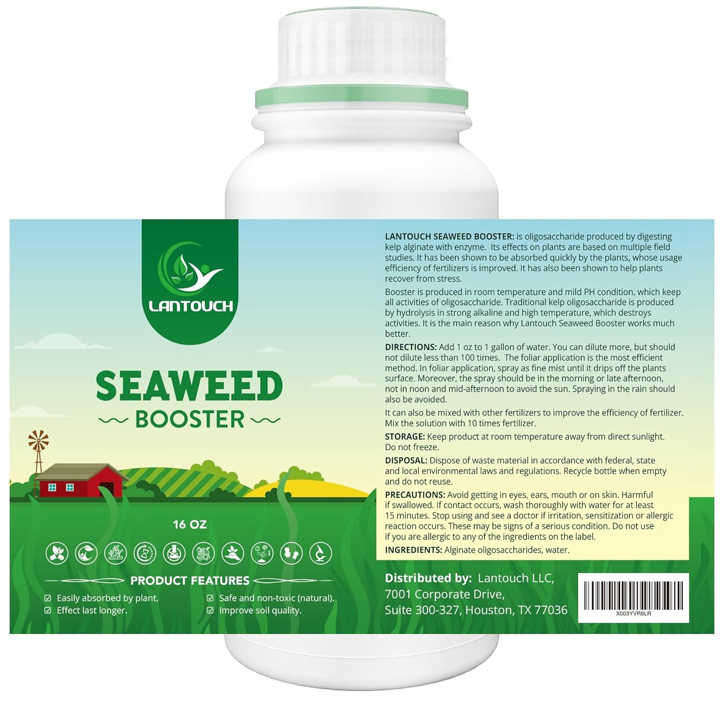Organic Seaweed Booster, Plant Nutrient Concentrate, Kelp Lawn and Plant Concentrate Liquid Fertilizer for All Plants, Non-Toxic and Safe, Help Plants Healthy Growth and Recover from Stress